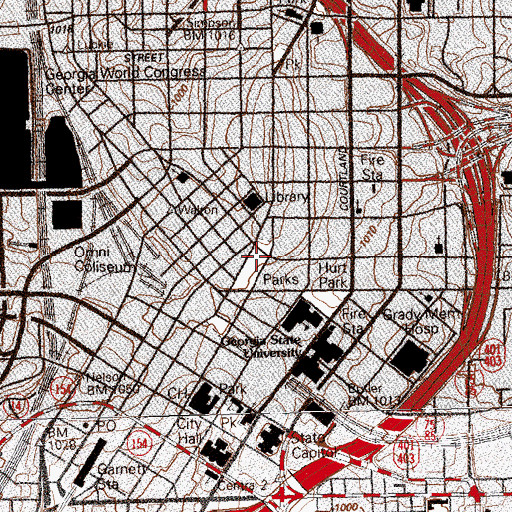 Topographic Map of Woodruff Park, GA