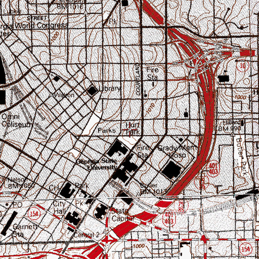Topographic Map of Woodruff Volunteer Service Center, GA