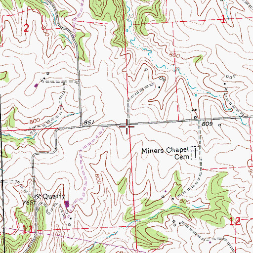 Topographic Map of Miners School (historical), IL