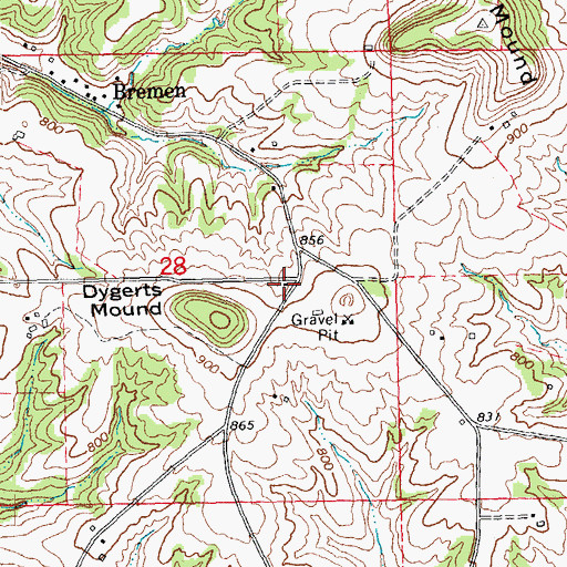 Topographic Map of Mount Pleasant School (historical), IL