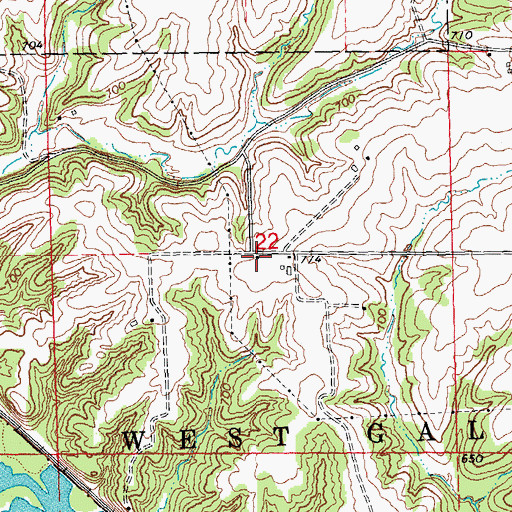 Topographic Map of West Diggings School (historical), IL