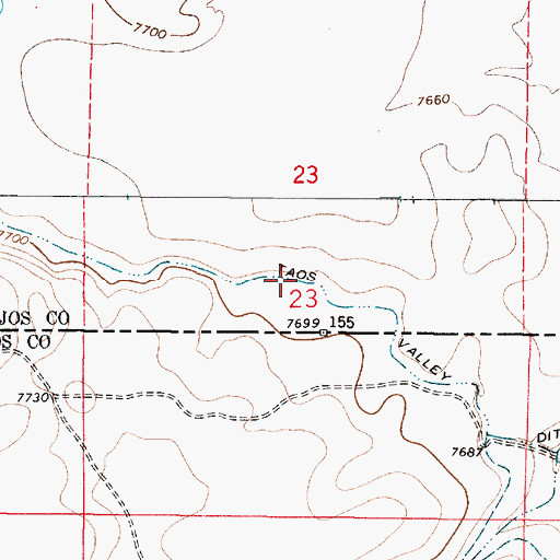 Topographic Map of Taos Valley Ditch Number 1, CO