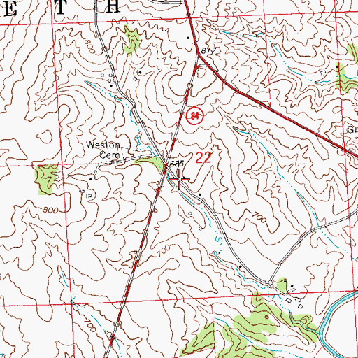 Topographic Map of Weston School (historical), IL