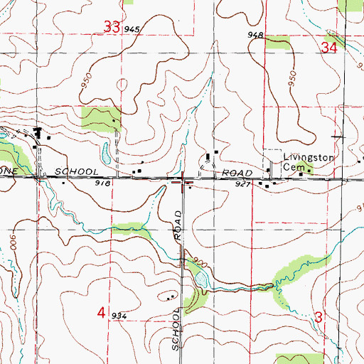 Topographic Map of Livingston School (historical), IL