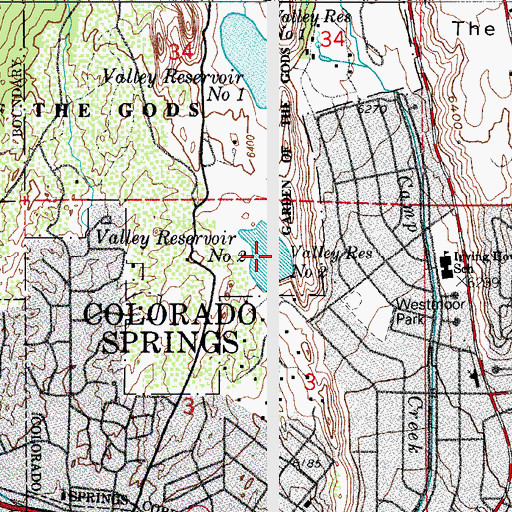 Topographic Map of Valley Reservoir Number 2, CO
