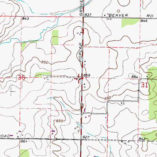 Topographic Map of Oak Grove School (historical), IL