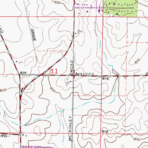 Topographic Map of Rollingsville School (historical), IL