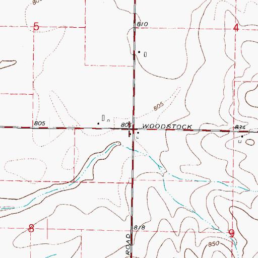 Topographic Map of Russellville School (historical), IL