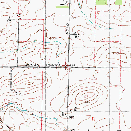 Topographic Map of Wyman School (historical), IL