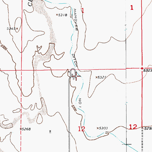 Topographic Map of Hanover Ditch Number 1, CO