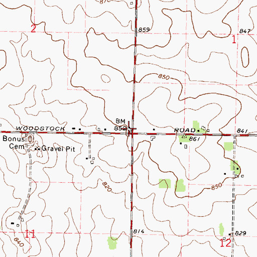 Topographic Map of Hoppen School (historical), IL