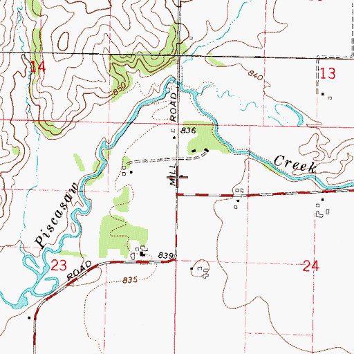 Topographic Map of Mill School (historical), IL