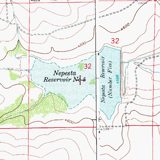 Topographic Map of Nepesta Reservoir Number 5, CO