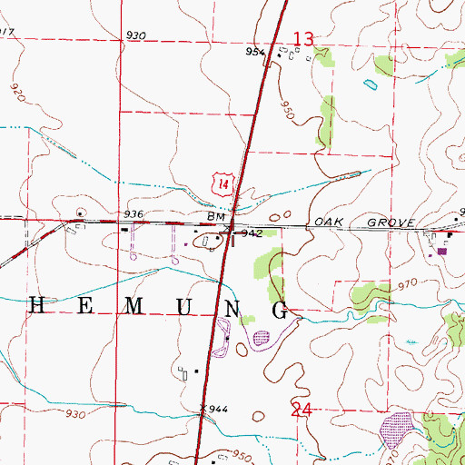 Topographic Map of Oak Grove School (historical), IL