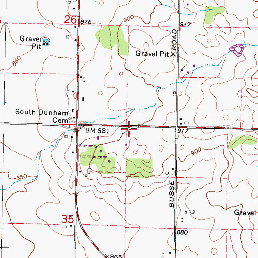 Topographic Map of South Dunham School (historical), IL