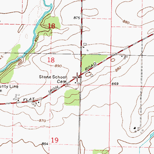Topographic Map of Stone School (historical), IL