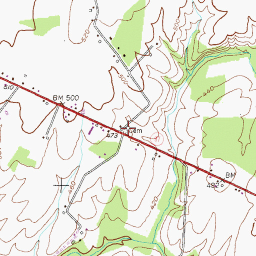 Topographic Map of Baptist Road Cemetery, MD