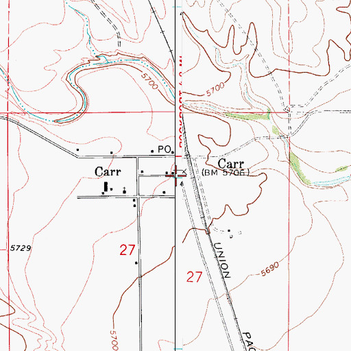 Topographic Map of Carr, CO