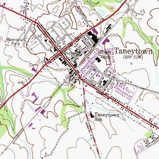 Topographic Map of Cunningham Acres, MD