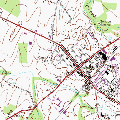 Topographic Map of Grace Cemetery, MD