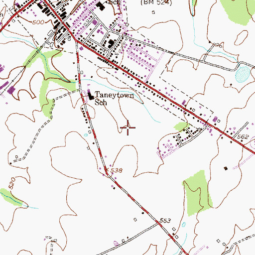 Topographic Map of Green Meadows, MD