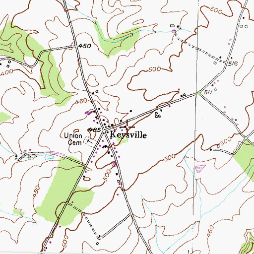 Topographic Map of Keysville Evangelical Lutheran Church, MD