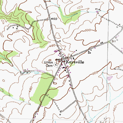 Topographic Map of Keysville Union Church (historical), MD