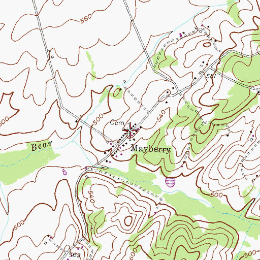 Topographic Map of Mayberry Bethel Church of God, MD