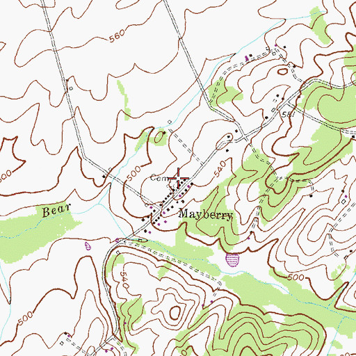Topographic Map of Mayberry Cemetery, MD