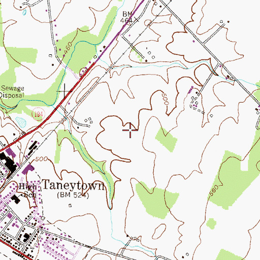 Topographic Map of Meadow Brook, MD