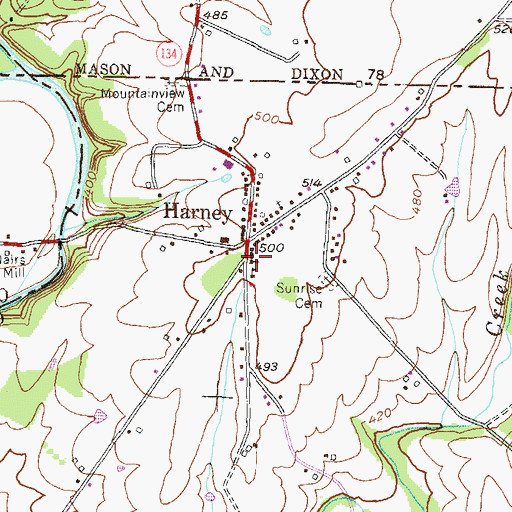 Topographic Map of Mount Zion United Brethren in Christ Church (historical), MD