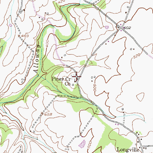 Topographic Map of Piney Creek Cemetery, MD