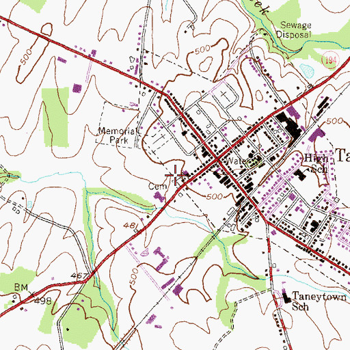 Topographic Map of Saint Joseph Cemetery, MD