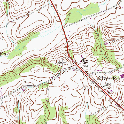 Topographic Map of Saint Marys Cemetery, MD