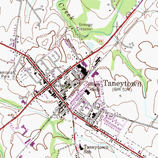 Topographic Map of Taneytown Academy (historical), MD