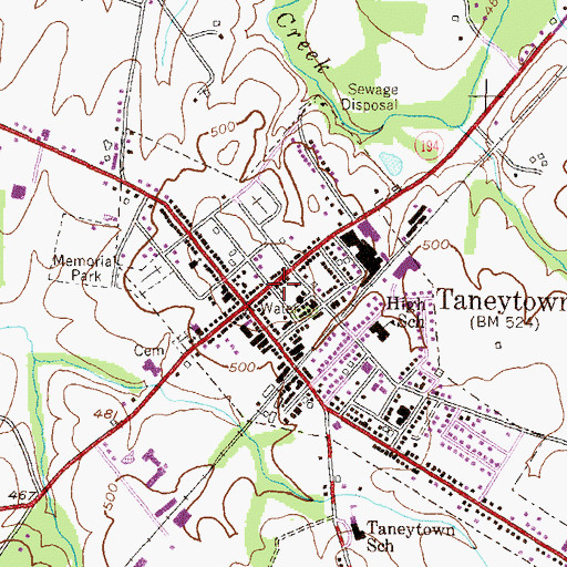 Topographic Map of Taneytown Presbyterian Church, MD