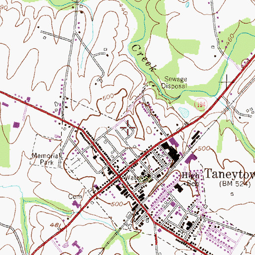 Topographic Map of Trinity Cemetery, MD