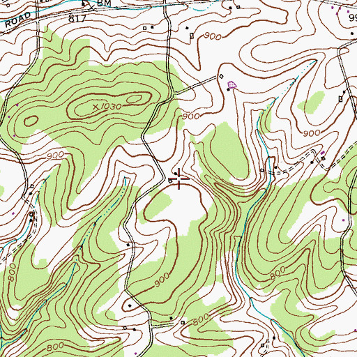 Topographic Map of Bamberger Farms, MD