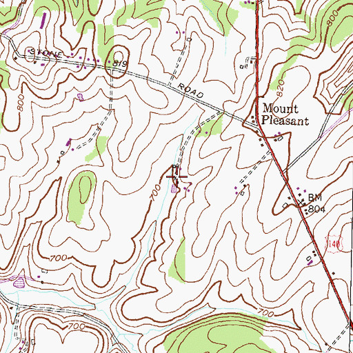 Topographic Map of Breezewood Estates, MD