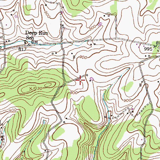 Topographic Map of Country Trails, MD