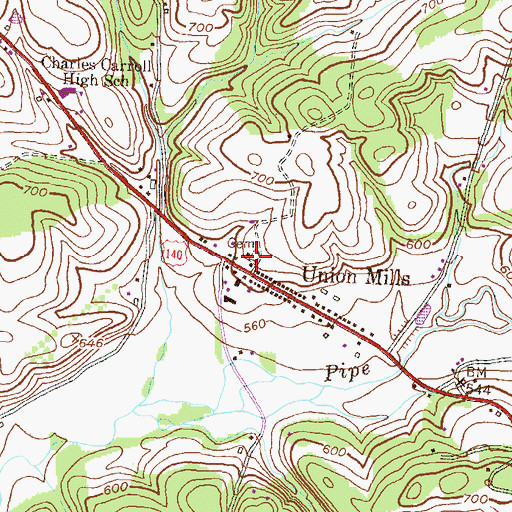 Topographic Map of Morehead Memorial Cemetery, MD
