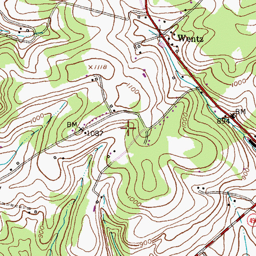 Topographic Map of Mountain View Bible Camp, MD