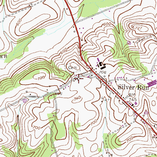 Topographic Map of Saint Mary Evangelical Lutheran Church, MD