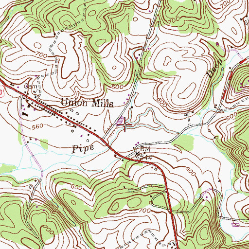 Topographic Map of Union Mills (historical), MD