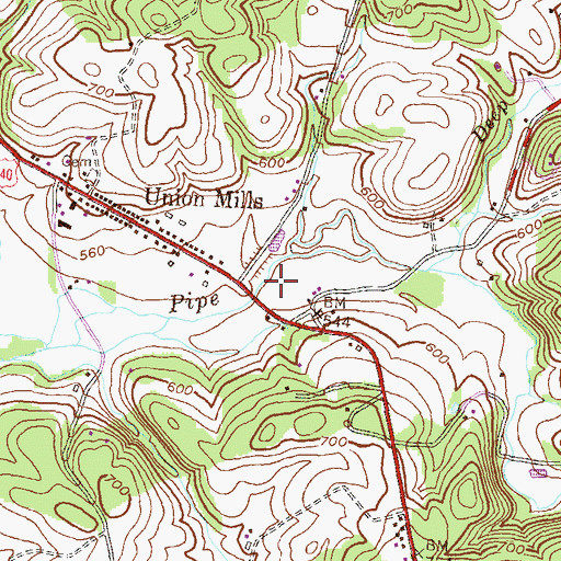 Topographic Map of Union Mills Homestead Park, MD