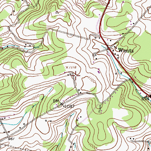 Topographic Map of Valley View, MD