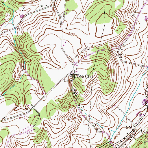 Topographic Map of Alesia Free Methodist Church Cemetery, MD