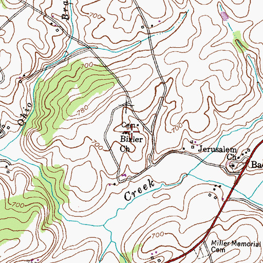 Topographic Map of Bixler Cemetery, MD