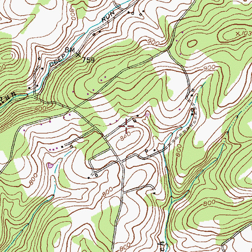 Topographic Map of Hideaway Estates, MD