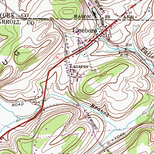 Topographic Map of Lazarus Cemetery, MD